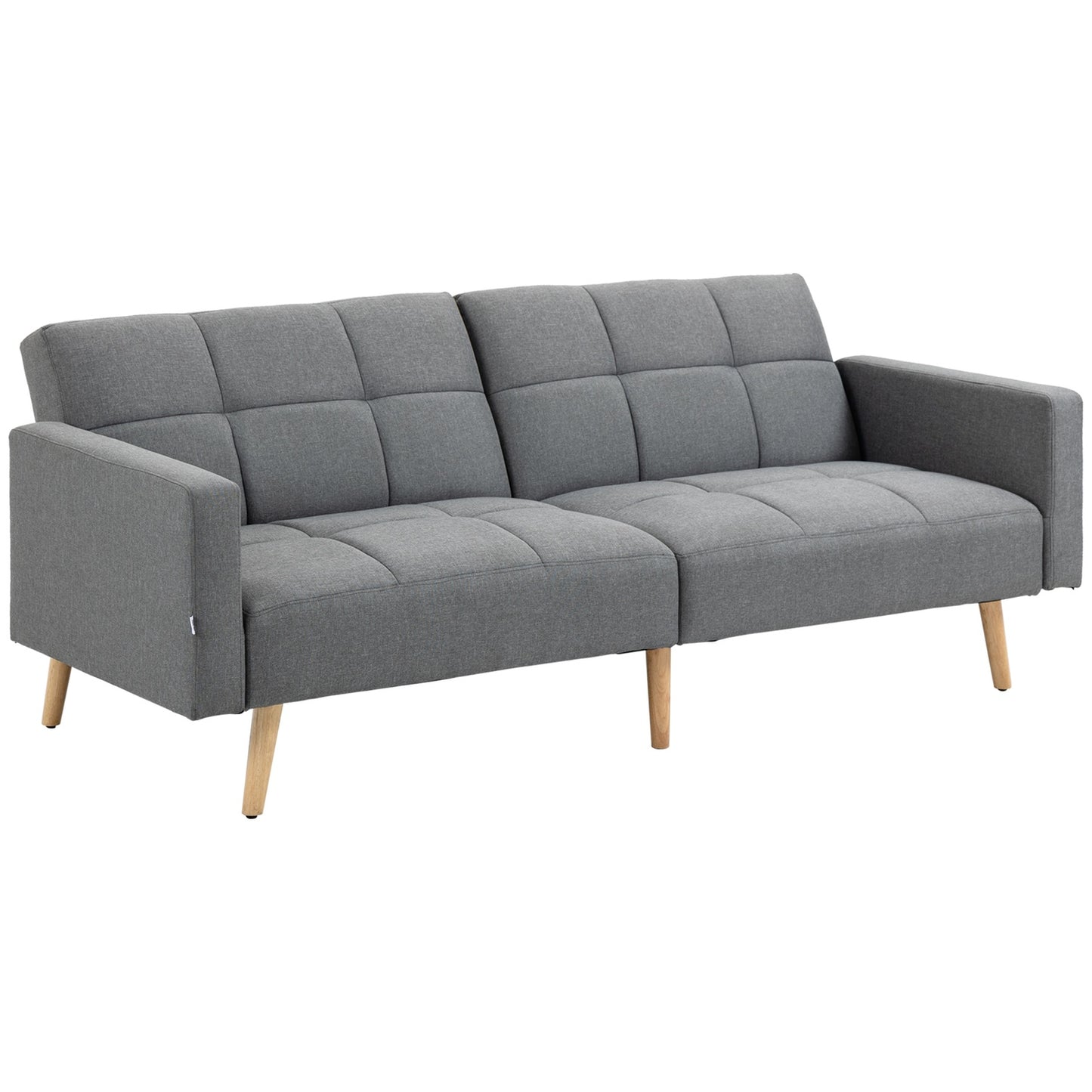 2 in 1 sofa bed 205 x 88 cm sofa with bed function, couch with seat cushion, linen look grey