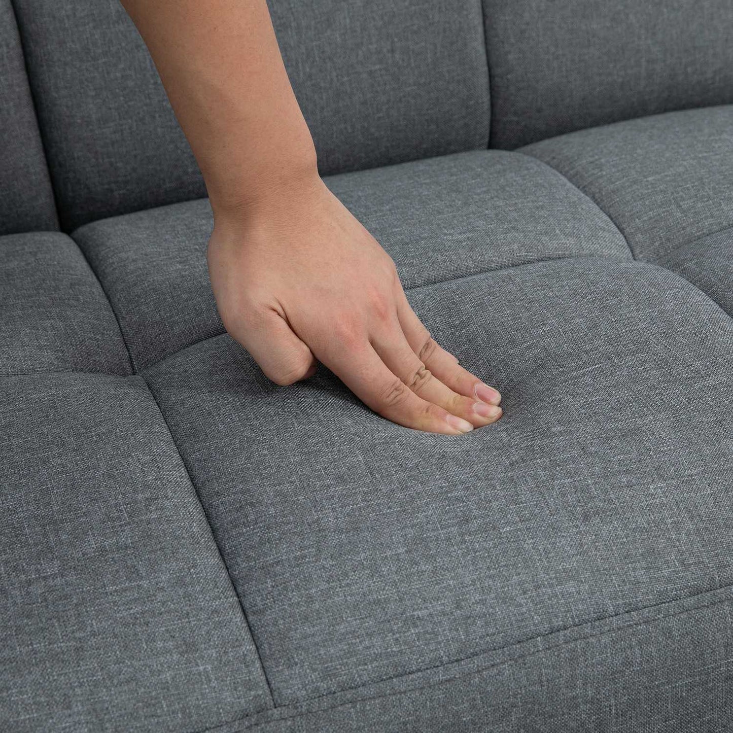 2 in 1 sofa bed 205 x 88 cm sofa with bed function, couch with seat cushion, linen look grey