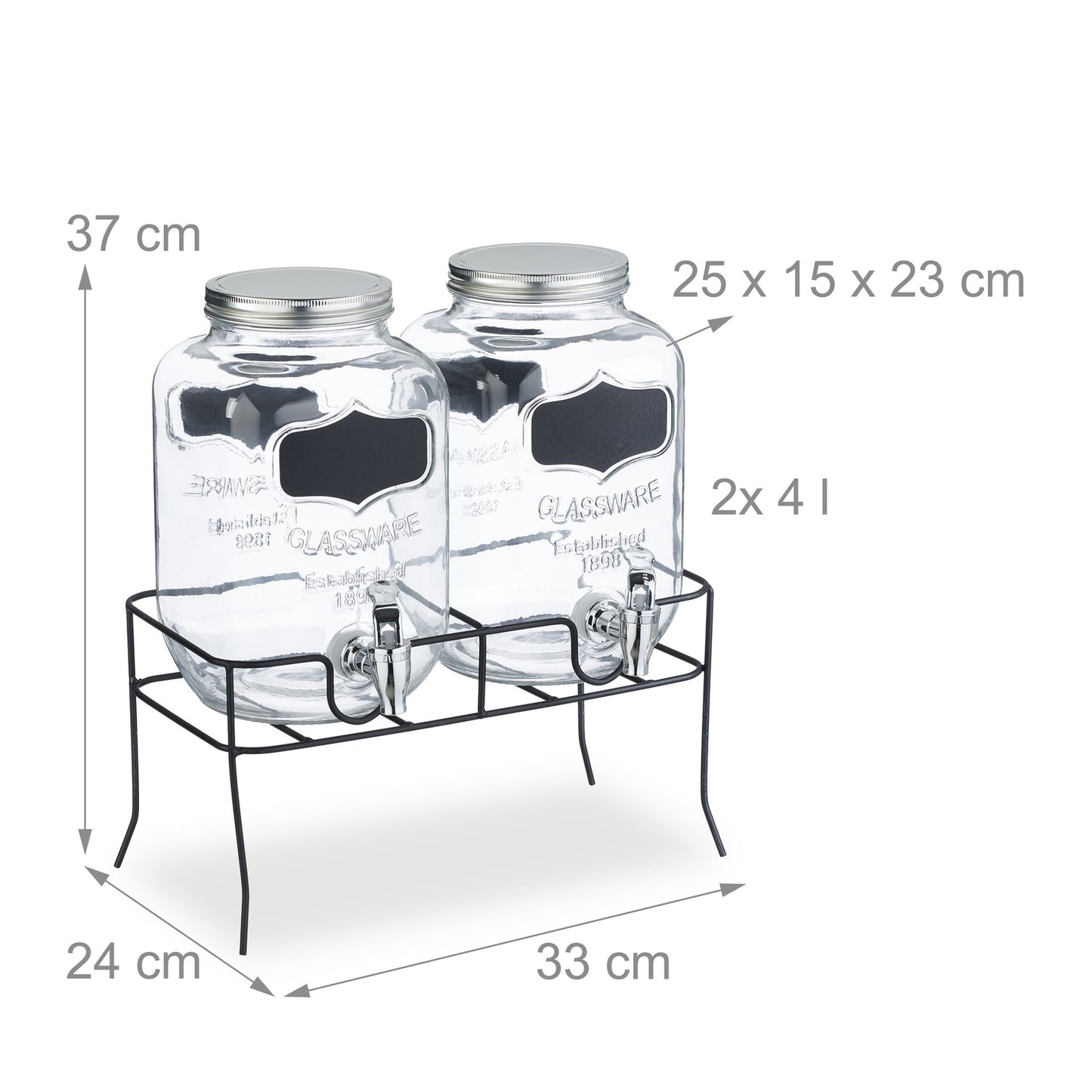 2-pack beverage dispenser with stand 4L