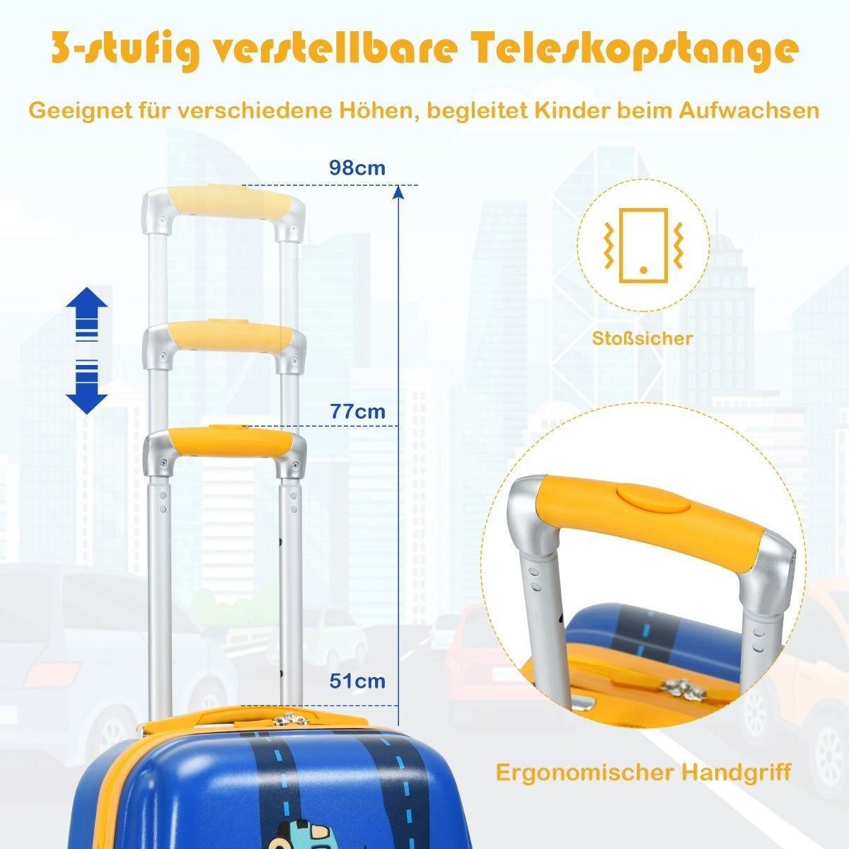 2-piece children's suitcase set hard case & backpack 33 x 22 x 51 cm dark blue