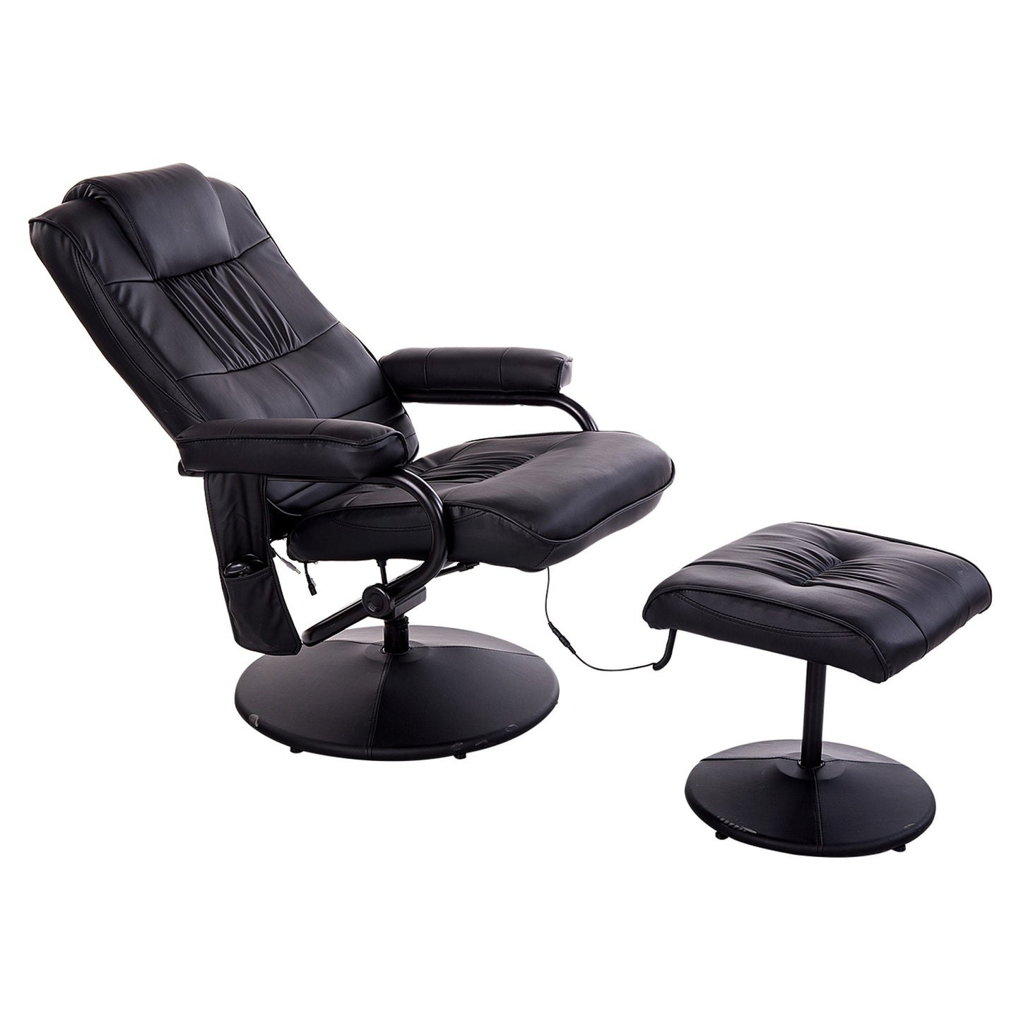 Reclining massage chair, 360° rotatable, remote control, black
