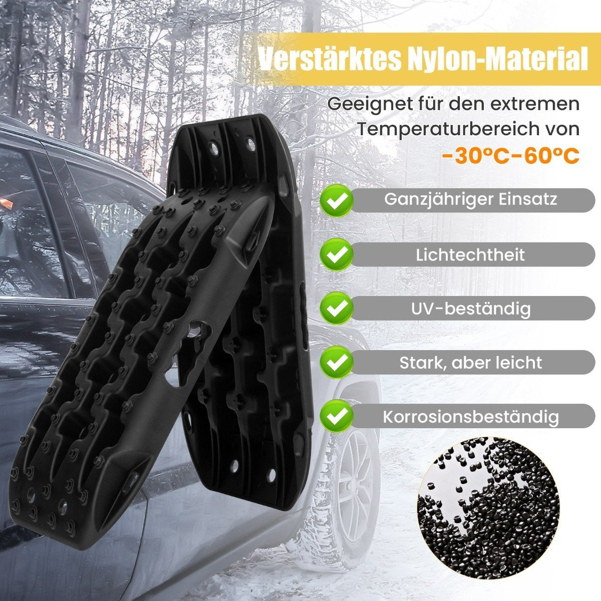 2 pieces traction aid sand plates off-road tire ladder for sand/mud/snow 10 tons black