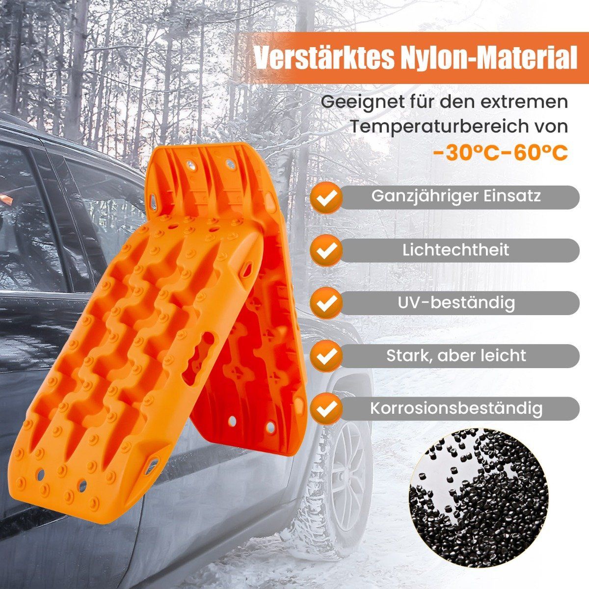 2 pieces traction aid sand sheets off-road tire ladder for sand/mud/snow 10 tons orange