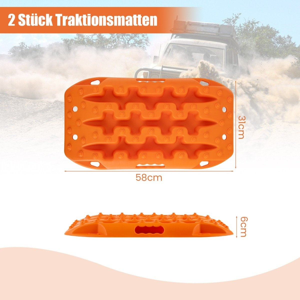 2 pieces traction aid sand sheets off-road tire ladder for sand/mud/snow 10 tons orange