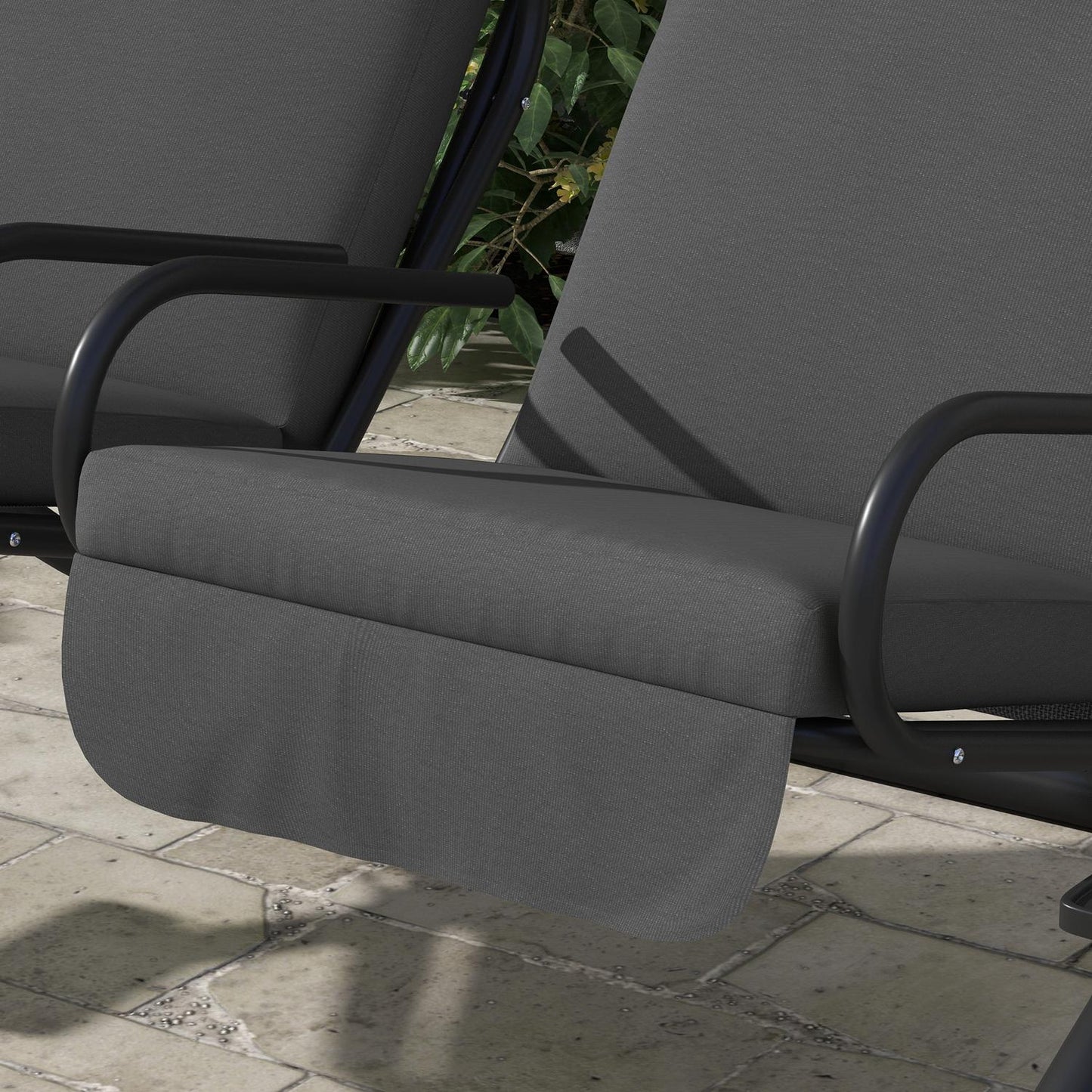 2-seat garden swing with canopy - Steel frame, grey