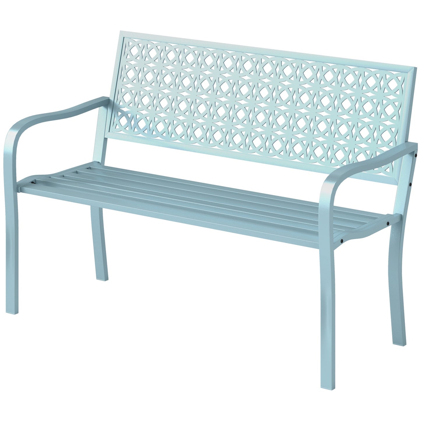 2-seater blue garden bench - weatherproof with backrest