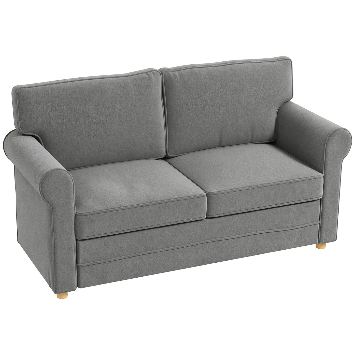 2-Seater Sofa, Linen Fabric, Steel Frame, Dark Grey