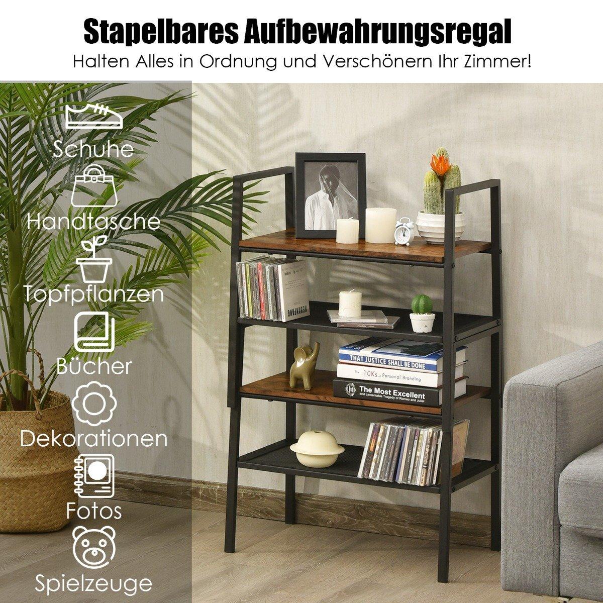 2-tier stackable shoe rack made of wood and metal 54 x 32 x 52 cm brown + black