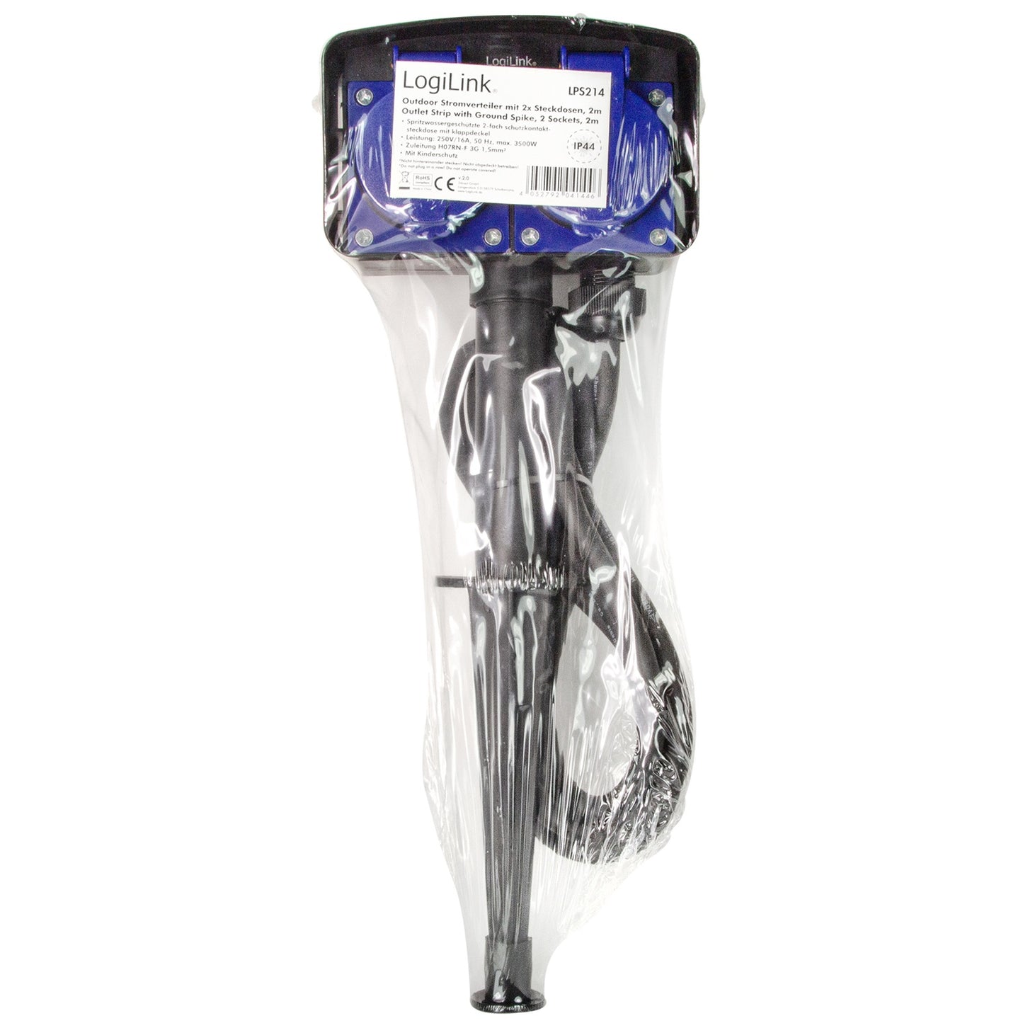 2-way socket outlet with spike Outdoor use 2m