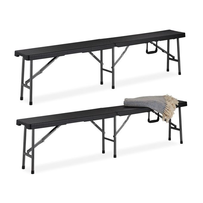 2x Folding Benches Black