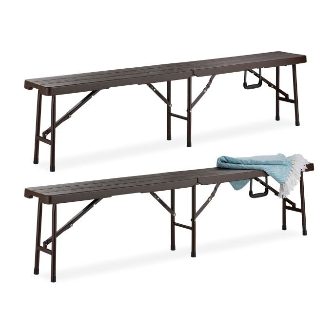 2x Folding Benches Brown