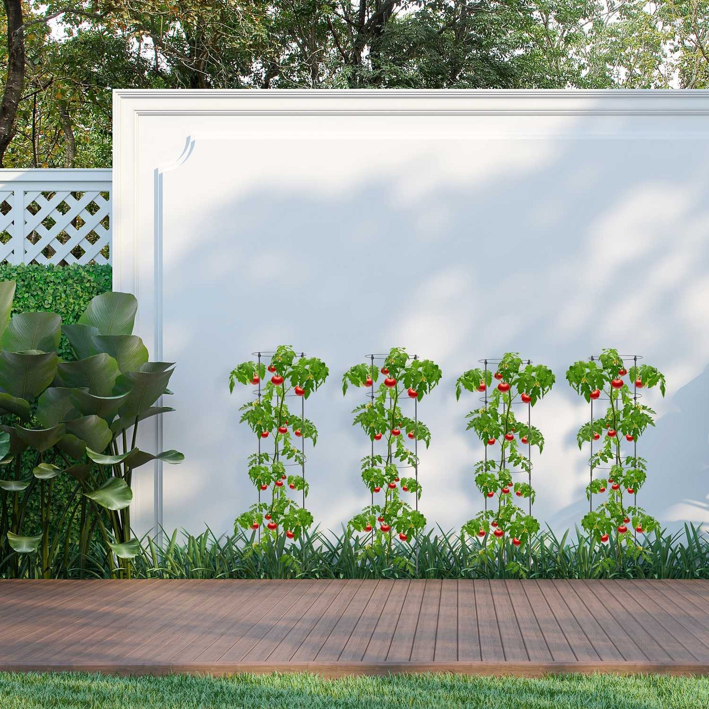 2x Plant Supports with Rings, 120 cm