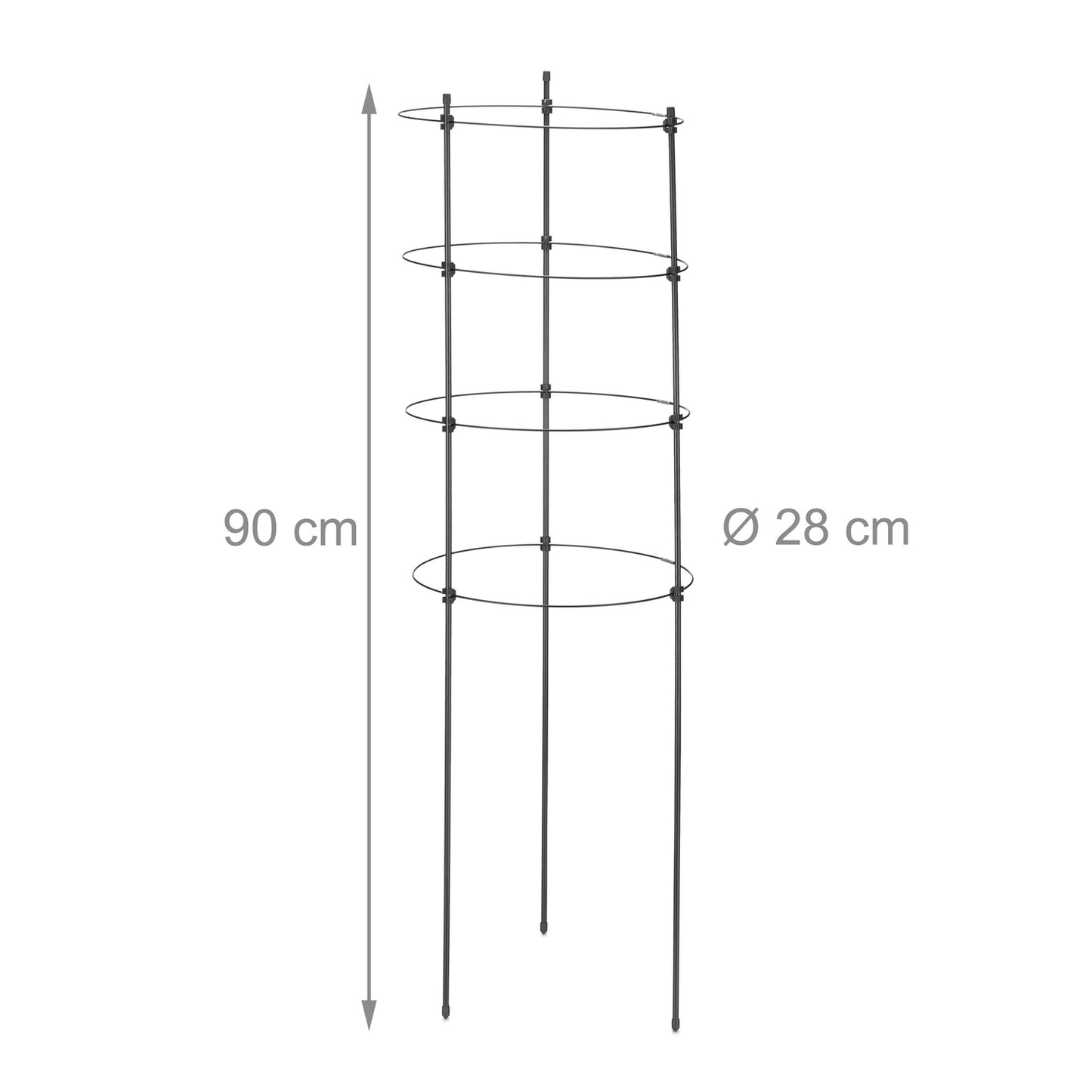 2x Plant Supports with Rings, 90 cm