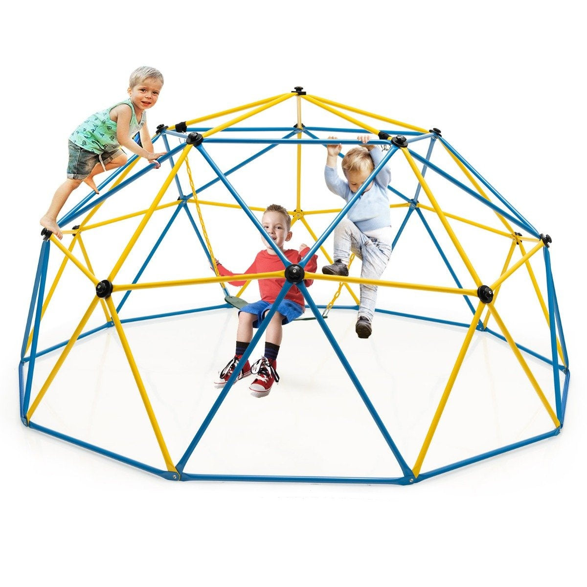 305 cm Large Climbing Dome with Swing Blue & Yellow & Green