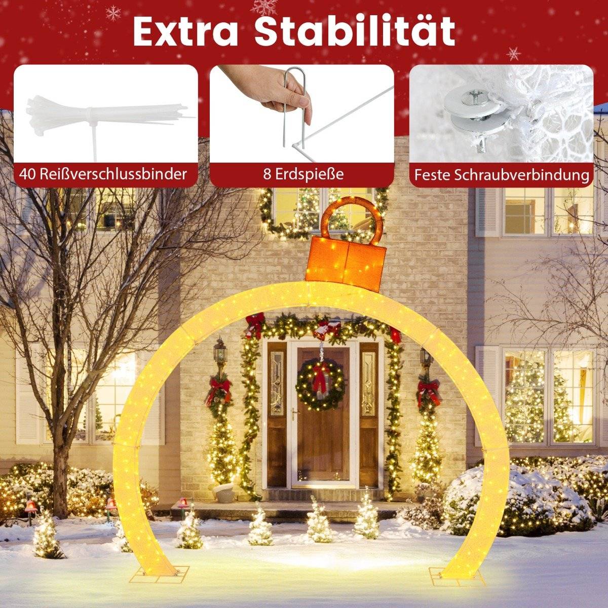 313cm High Christmas Arch with Lights Christmas Archway Large Christmas Decoration