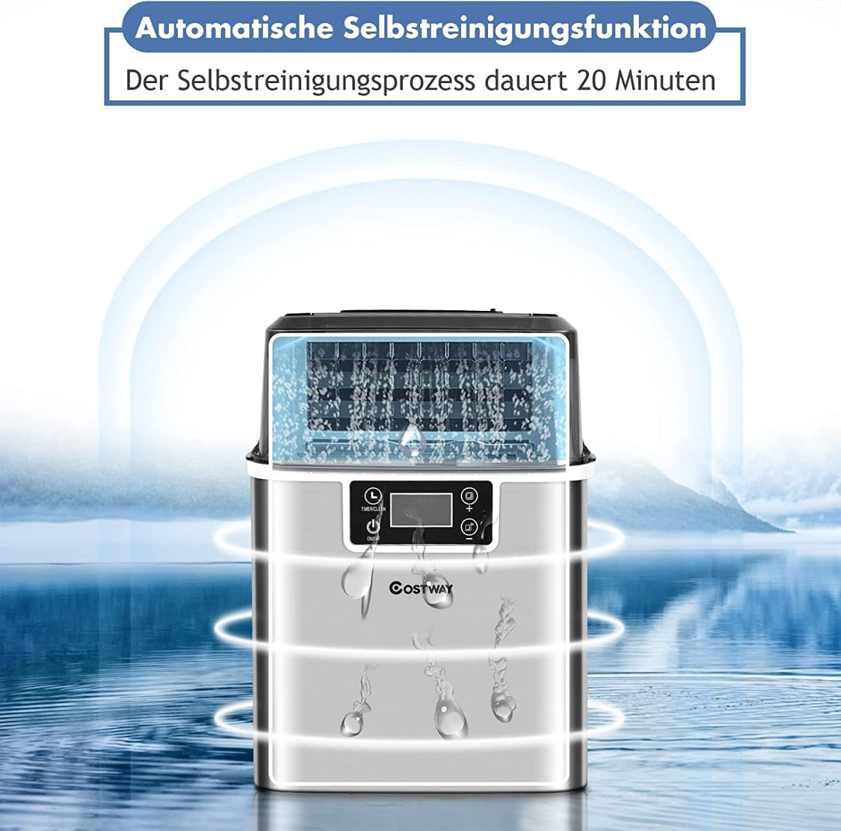 3.2 L ice cube maker ice machine with a top inlet hole 25 x 36 x 38 cm silver