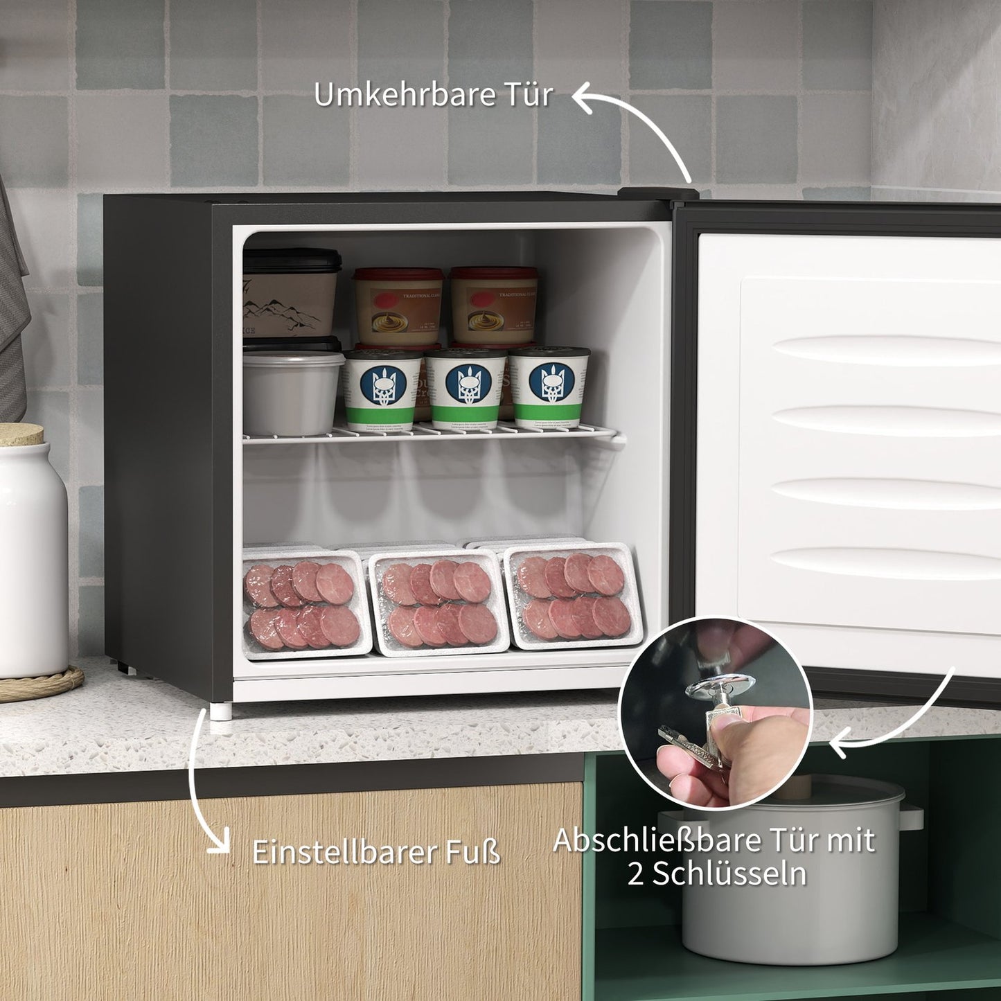 35L Mini Freezer, Electric, Black, Adjustable Thermostat
