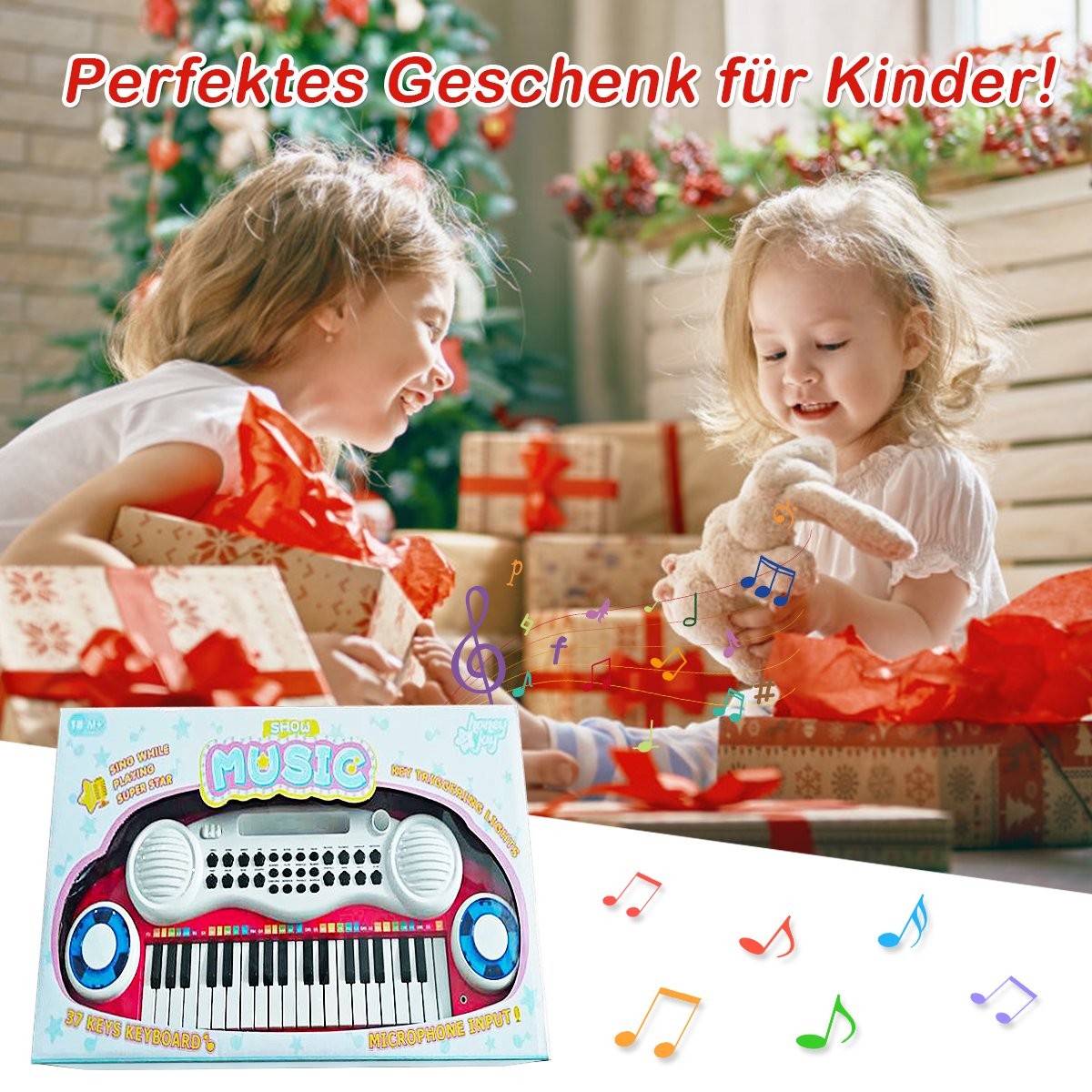 37 Keys Digital Piano for Children Portable Piano Toy 48 x 20 x 38 cm Red