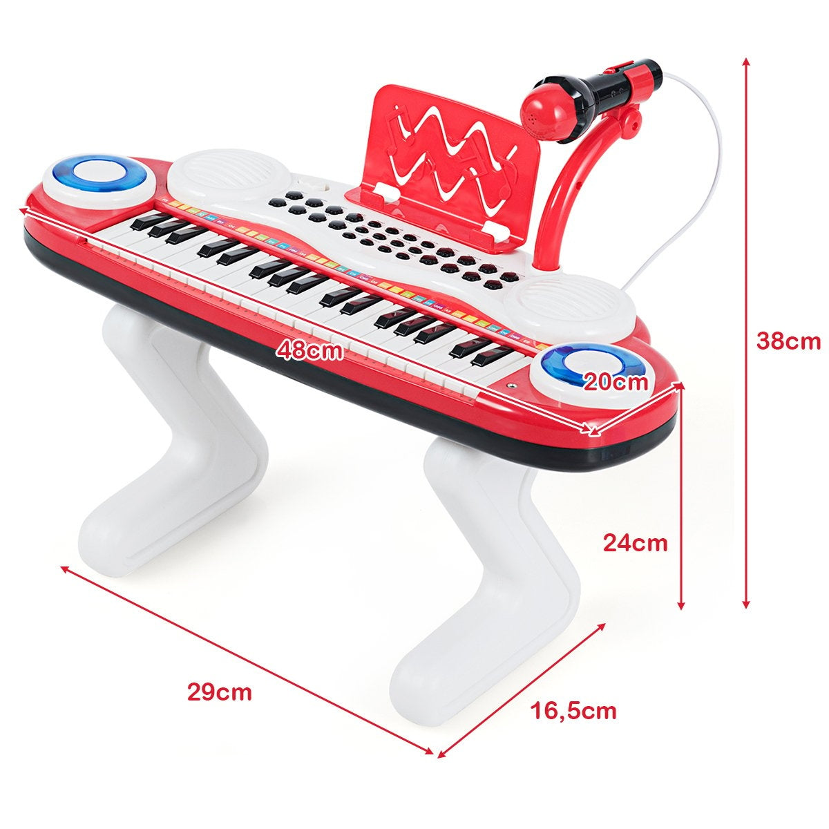 37 Keys Digital Piano for Children Portable Piano Toy 48 x 20 x 38 cm Red