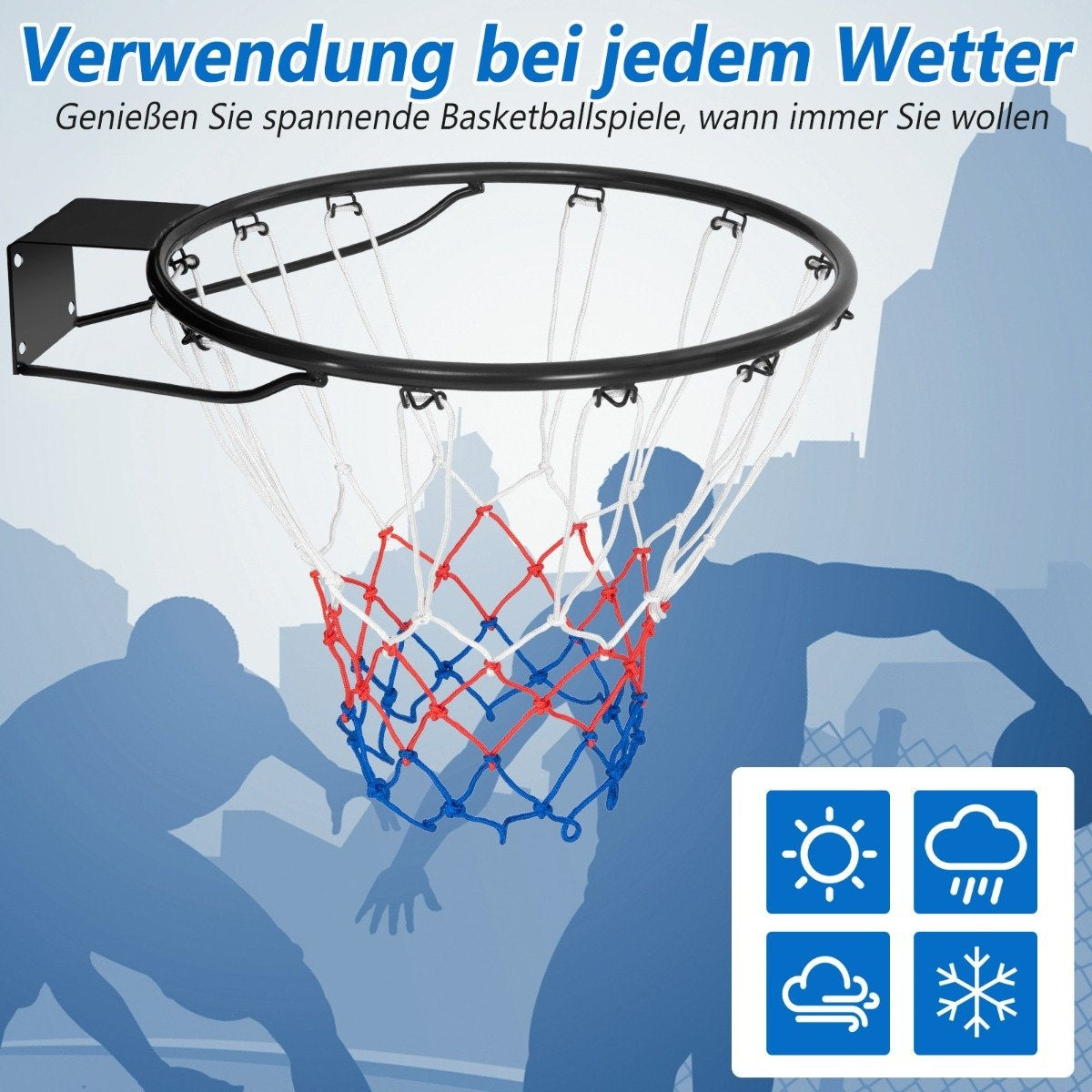 Ø37cm basketball hoop with ring & Net for door & Wall Mounted Indoor Mini Basketball Hoop Black