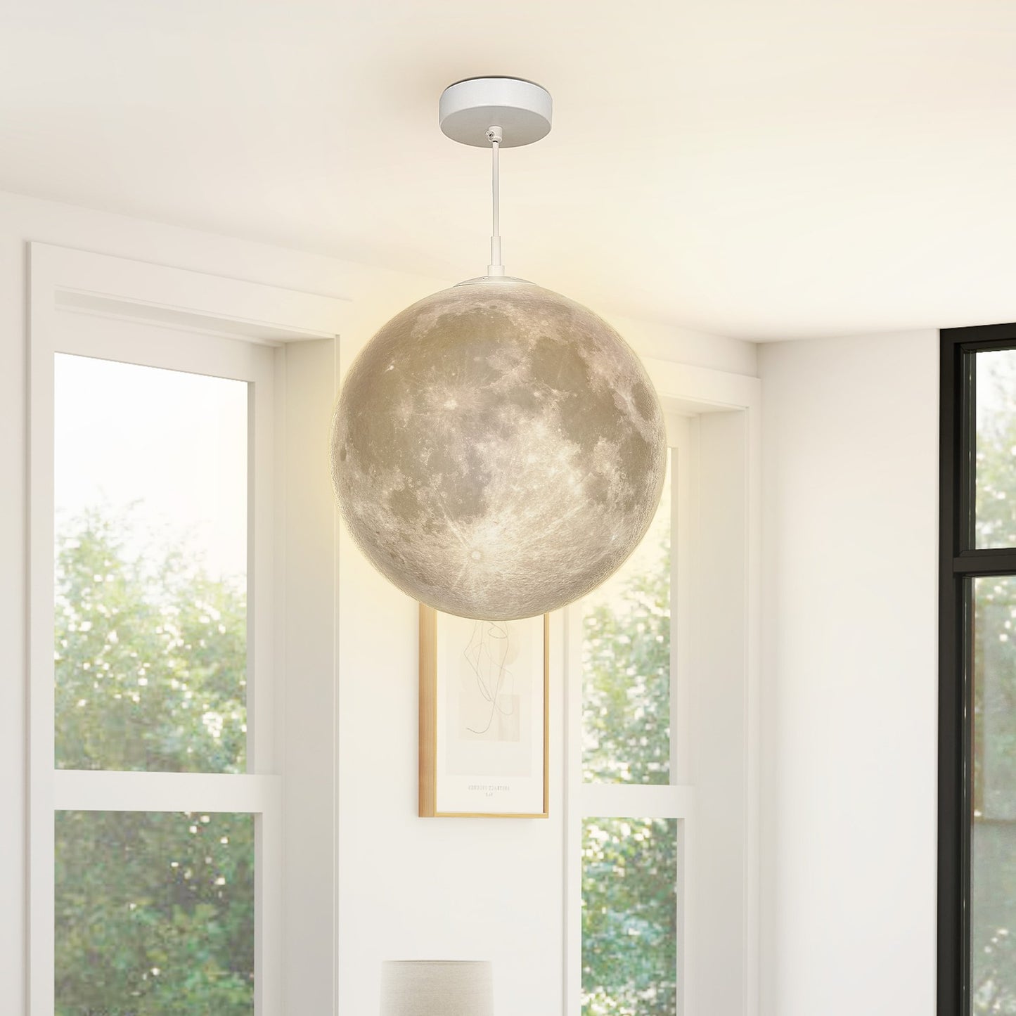 3D Moon Pendant Light with color change and app control