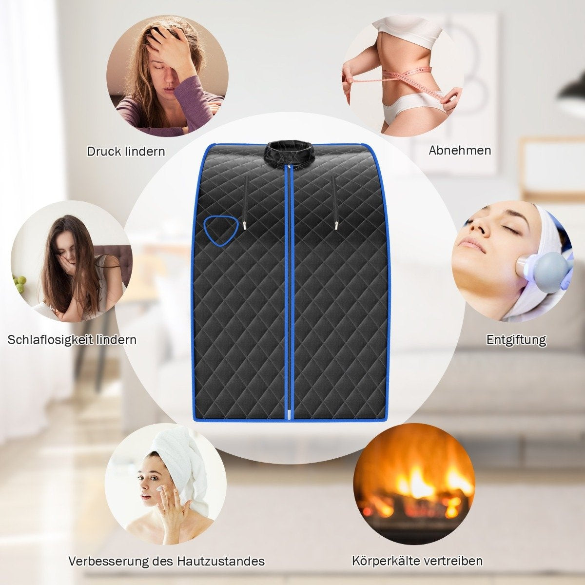 3L 1000W Mini Steam Sauna with Mist Function Home Sauna 78 x 87 x 101 cm Black