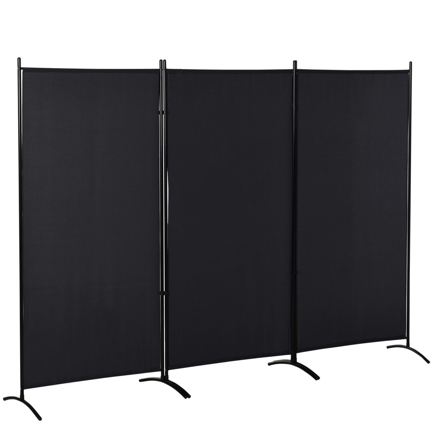 3-Panel Room Divider, Black Metal Frame, Privacy Screen