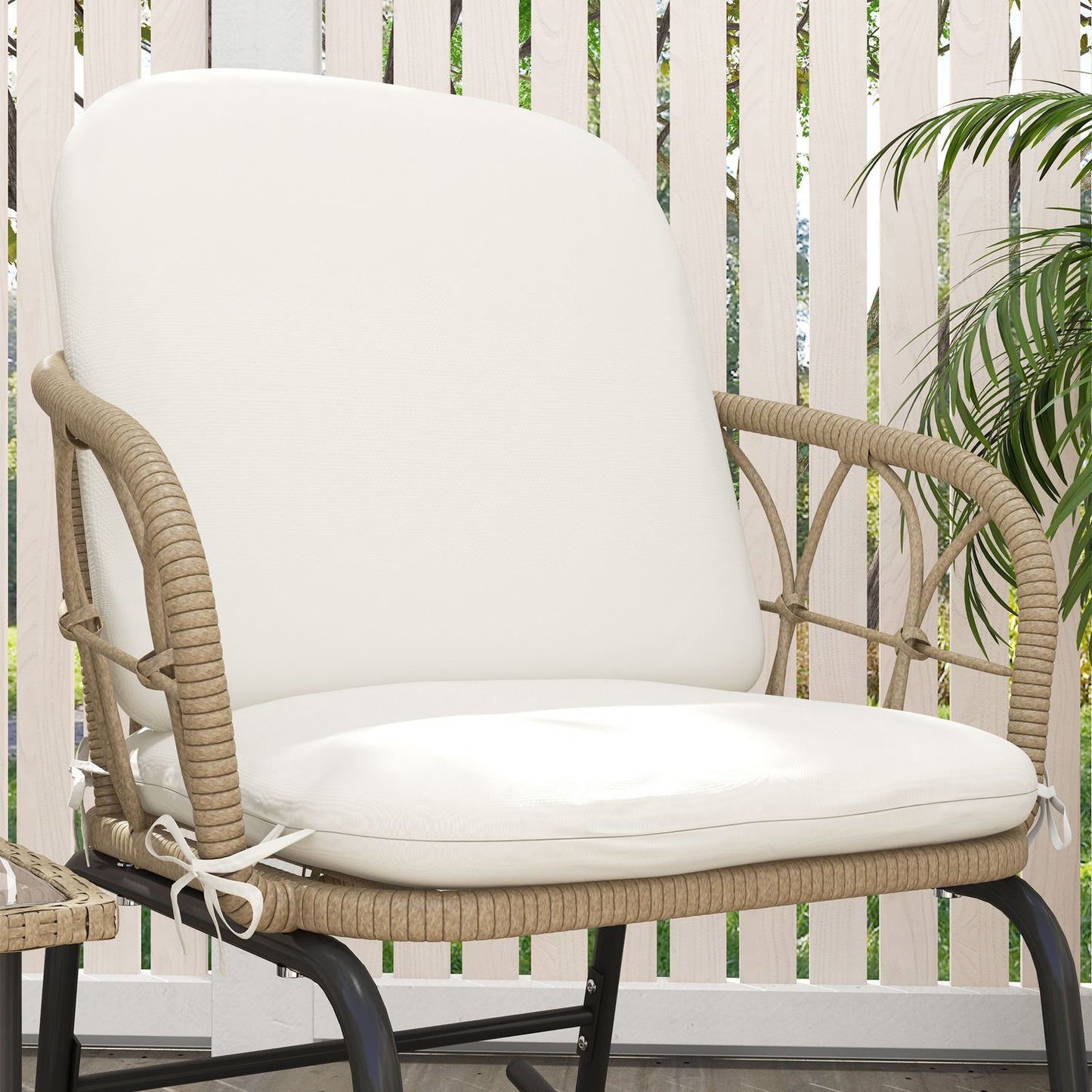 Garden rocking chair set with cushions - 3 pieces