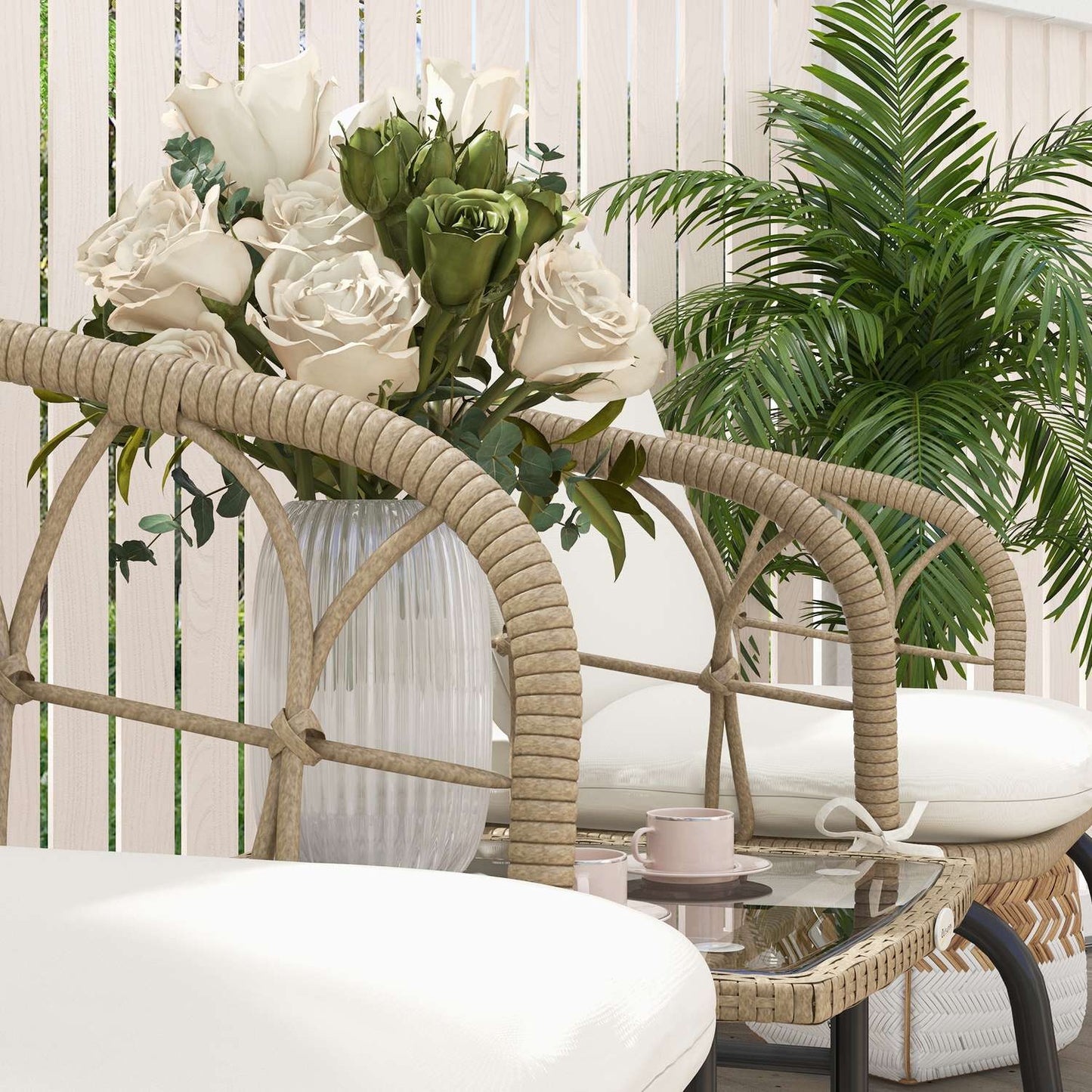 Garden rocking chair set with cushions - 3 pieces