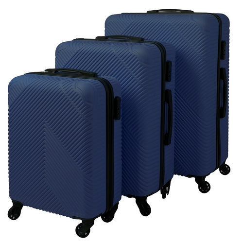 3-Piece Navy Blue Luggage Set – Hard Shell, Spinner Wheels