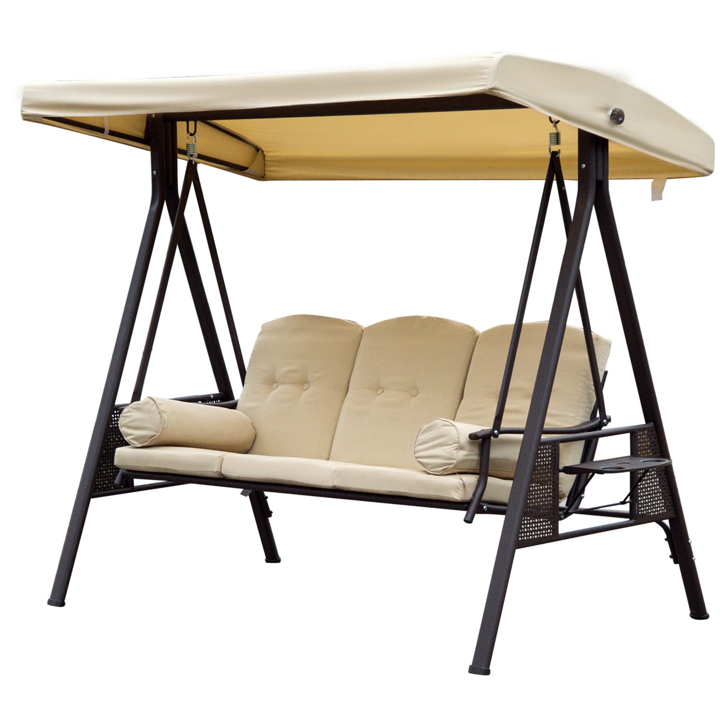 Garden swing with canopy, 3-seater, metal and polyester