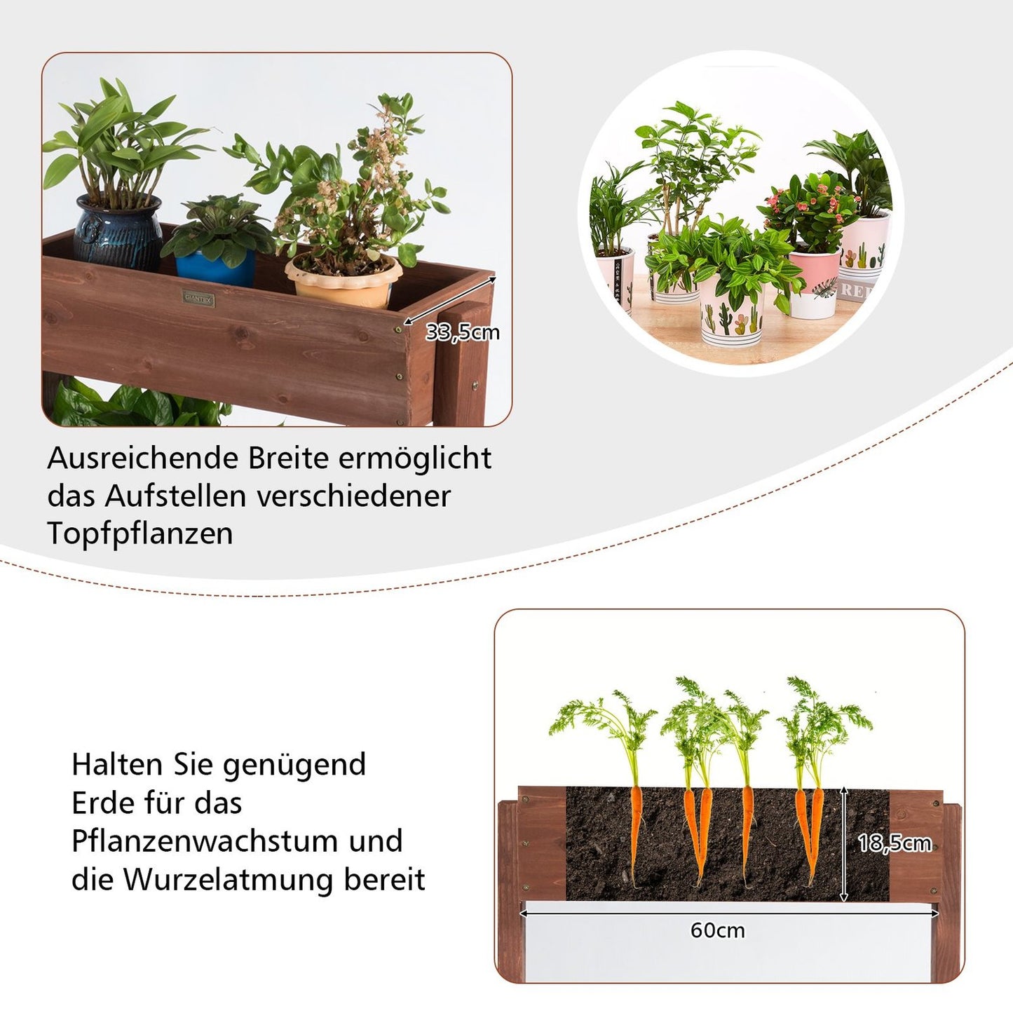 3 Tier Wooden Flower Shelf Flower Stand 3 Tier Raised Bed Flower Stairs 71 x 38 x 105 cm Brown