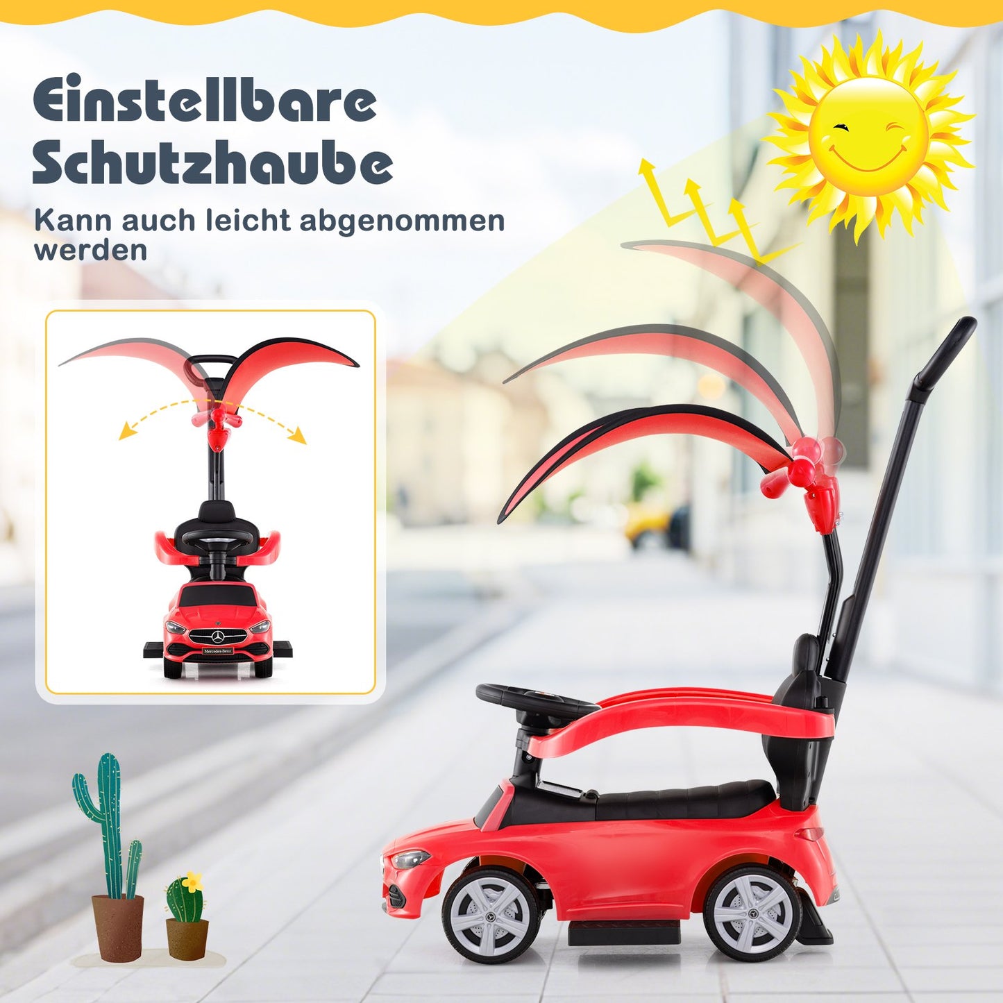 3-in-1 Mercedes-Benz Ride-On Car for Kids, Red, 18-36 Months