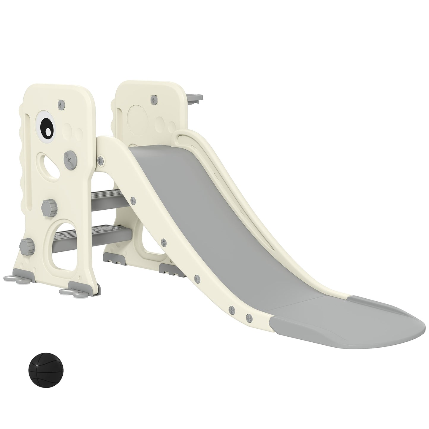 3-in-1 Toddler Slide with Climbing Frame & Hoop, Foldable