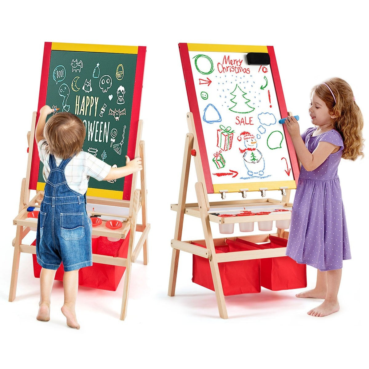 3 in 1 children's easel children's board double-sided whiteboard & chalkboard 52.5x51.5x106.5 cm