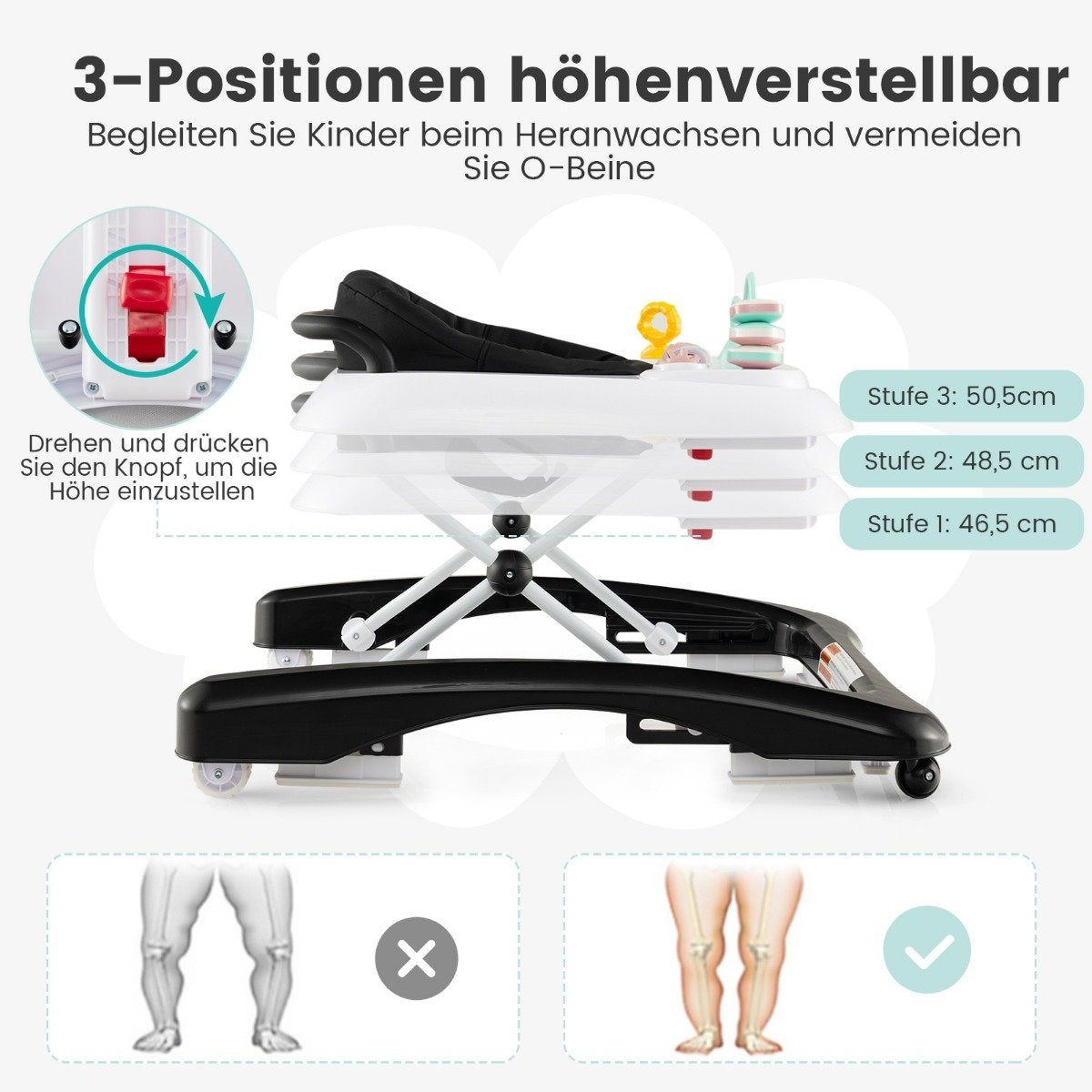 3 in 1 foldable baby walker with adjustable height & Speed Black