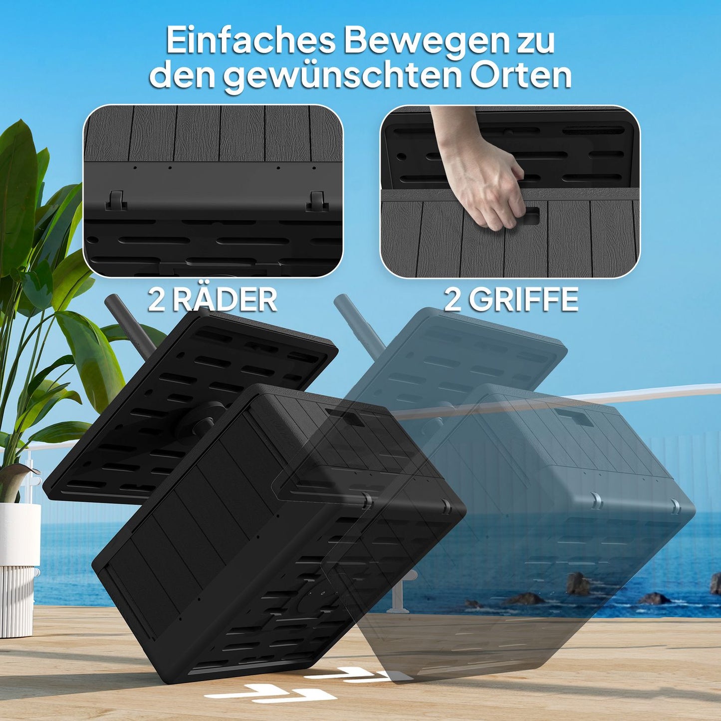 3-in-1 parasol stand 80 kg, fillable and plantable, black