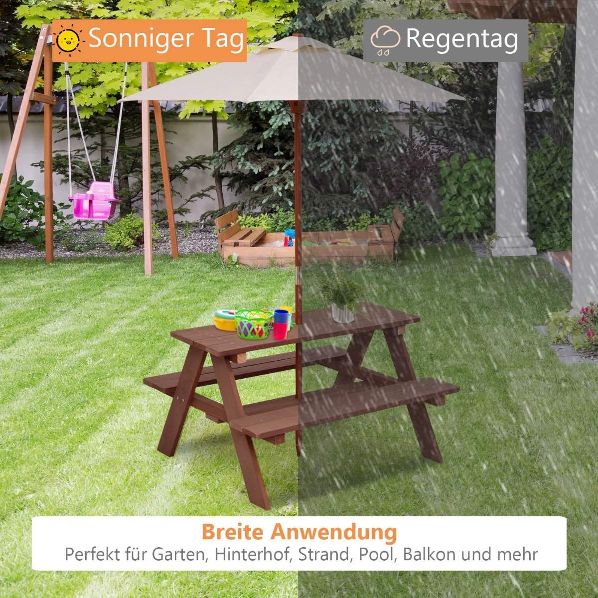 3-in-1 picnic table with removable parasol children's tables children's seating group