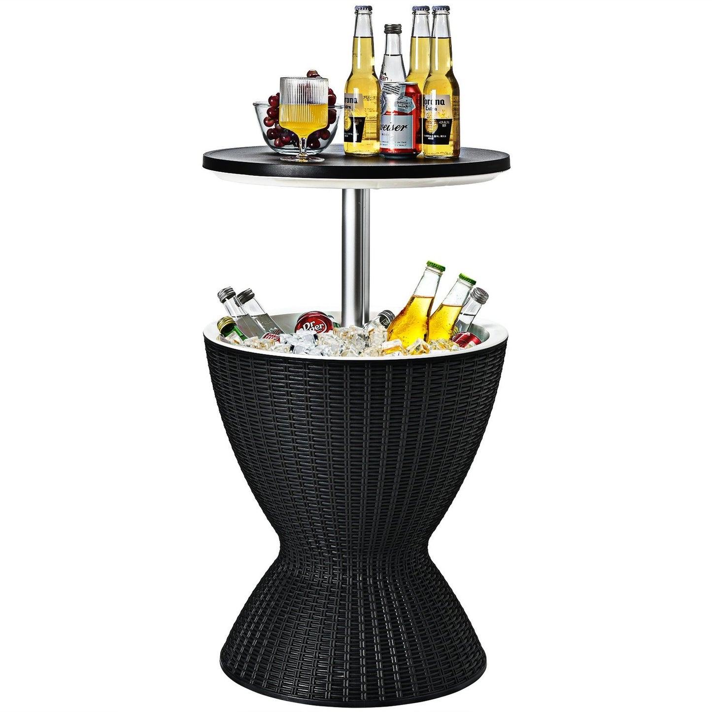 3 in 1 side table 30L cool box stool garden table height adjustable ice cooler black