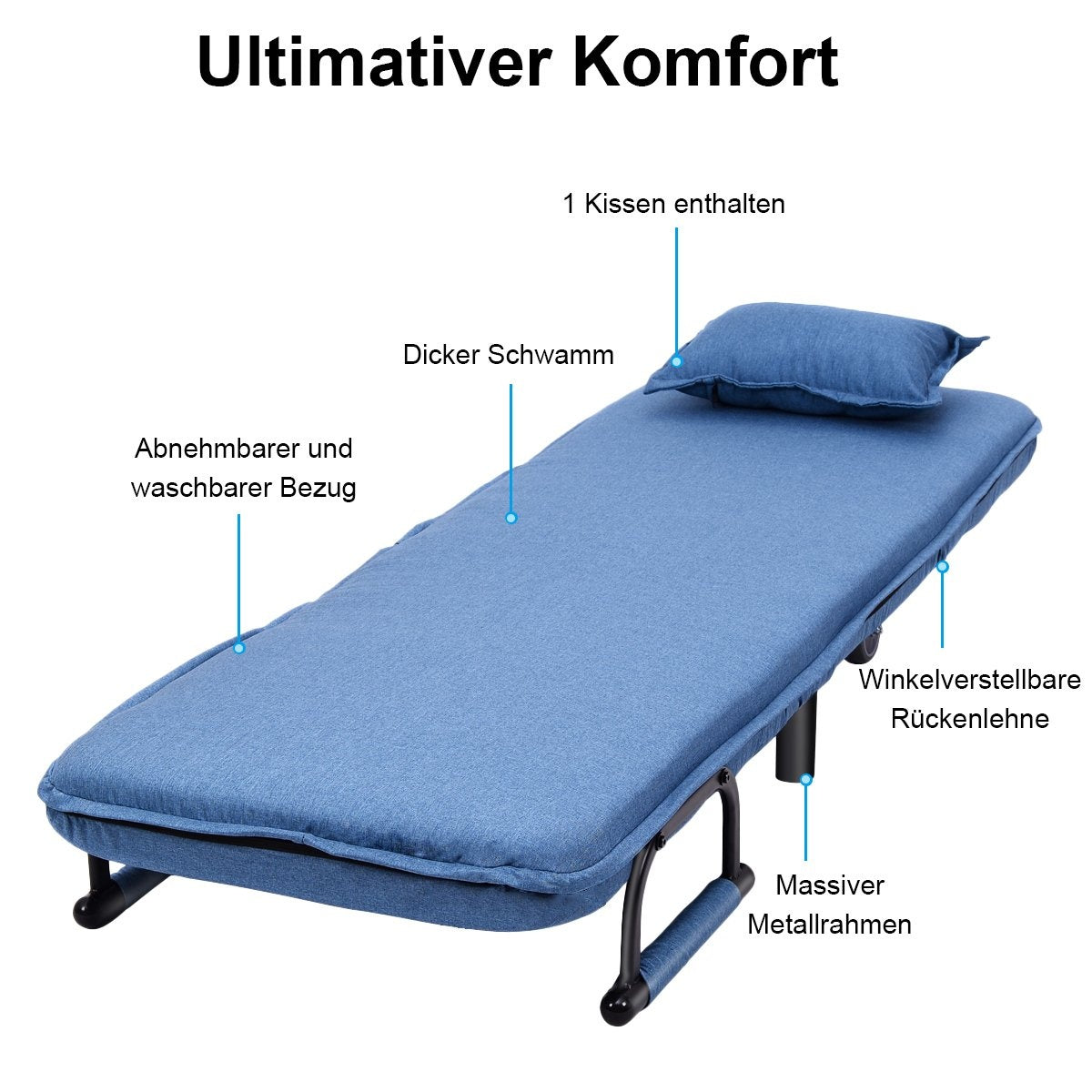 3 in 1 sofa bed folding bed guest bed folding chair blue