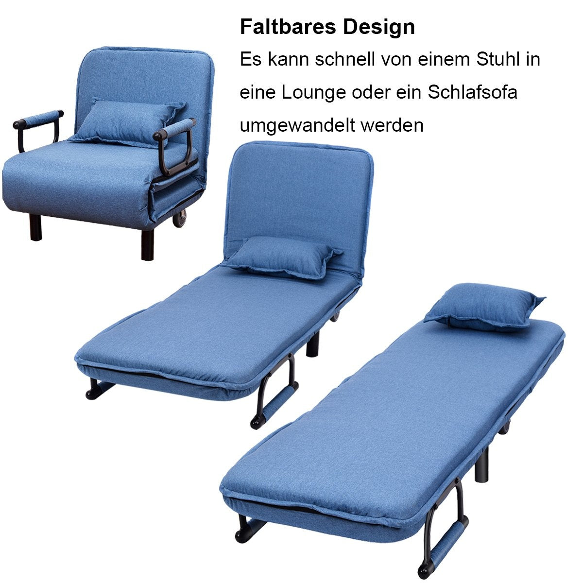 3 in 1 sofa bed folding bed guest bed folding chair blue
