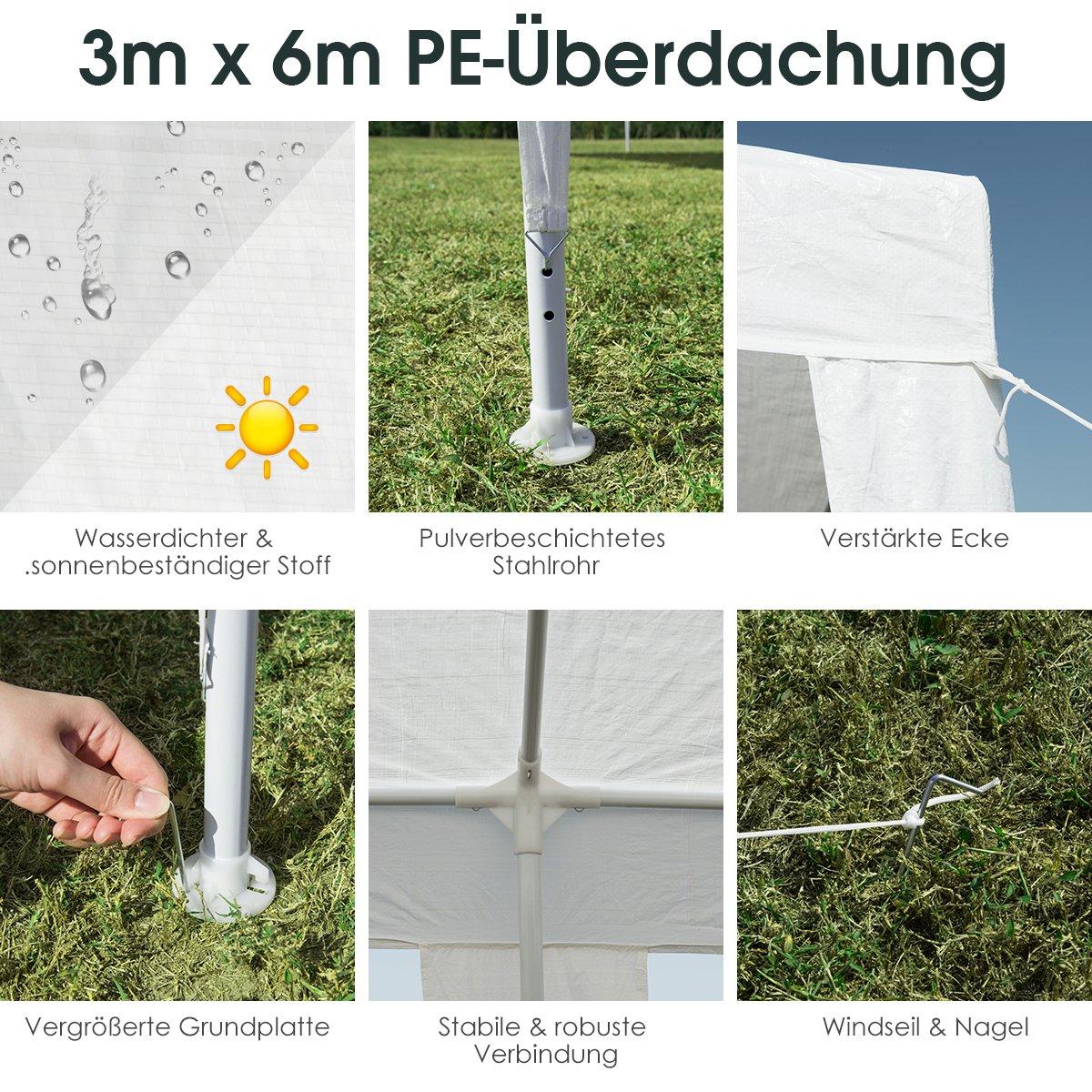 3m x 6m Party Tent Waterproof Beach Tent with Ropes White