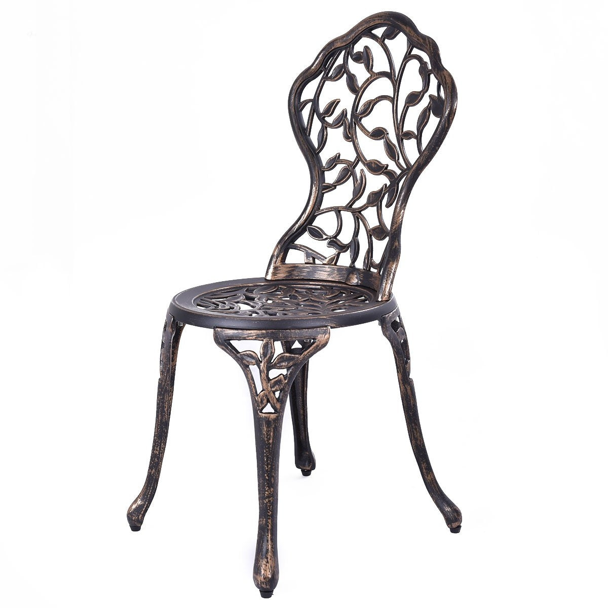 3-piece antique cast aluminum bistro set balcony set seating group garden table with 2 chairs black