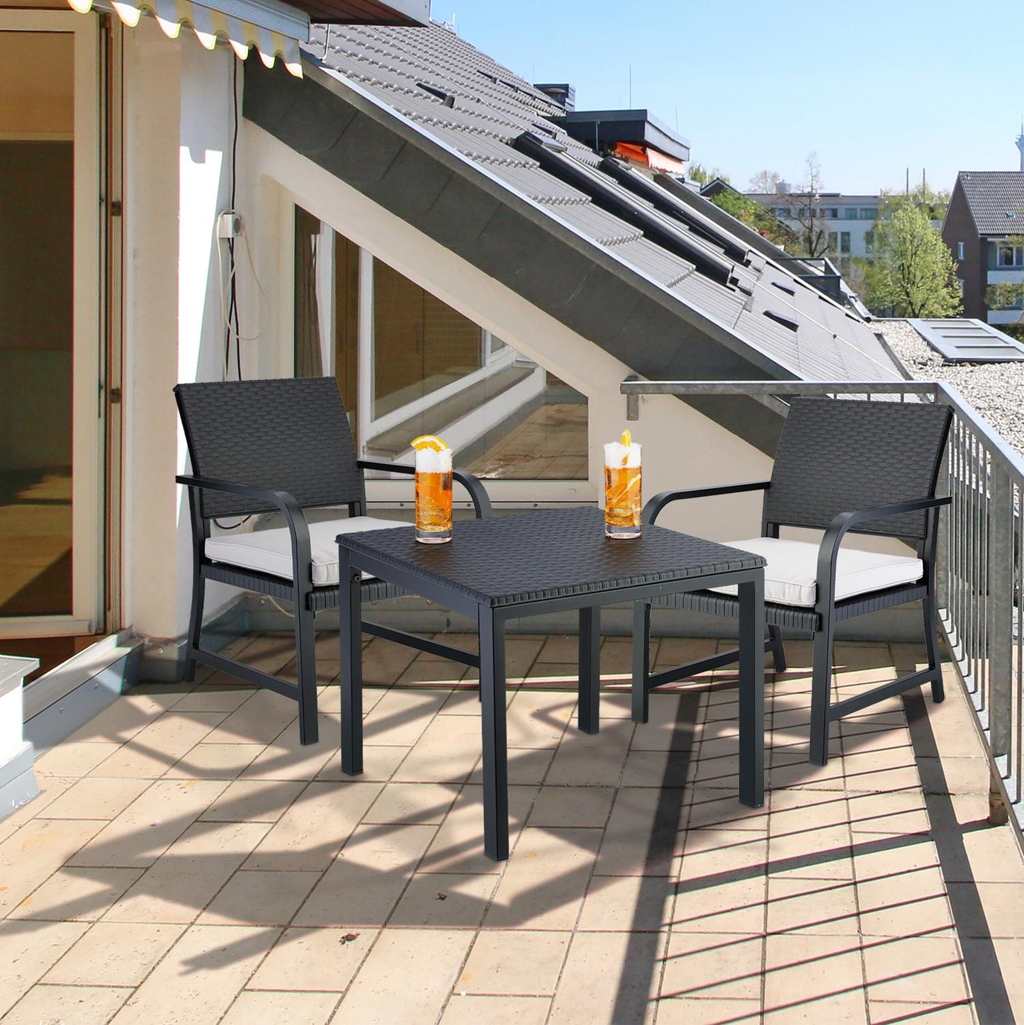 3-piece balcony furniture set in rattan look