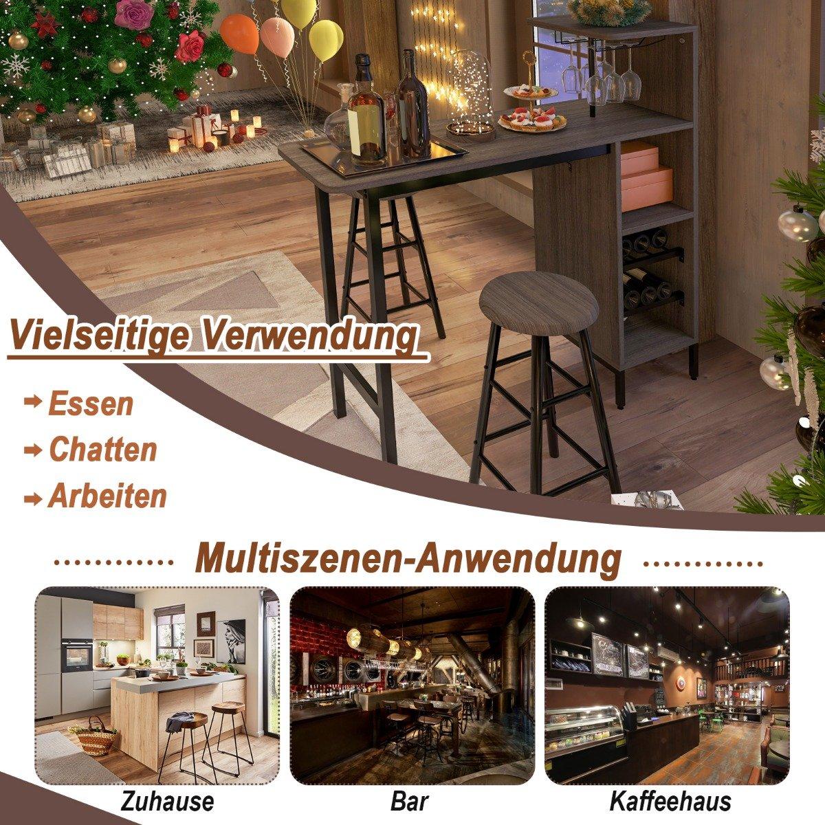 3-piece bar table & chair set dining table set in counter height brown