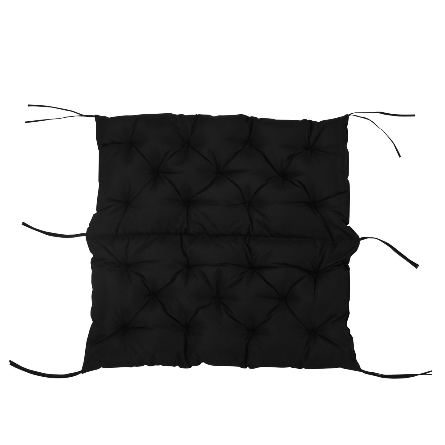 Black 3-seat bench cushion with straps - 100x98x8 cm