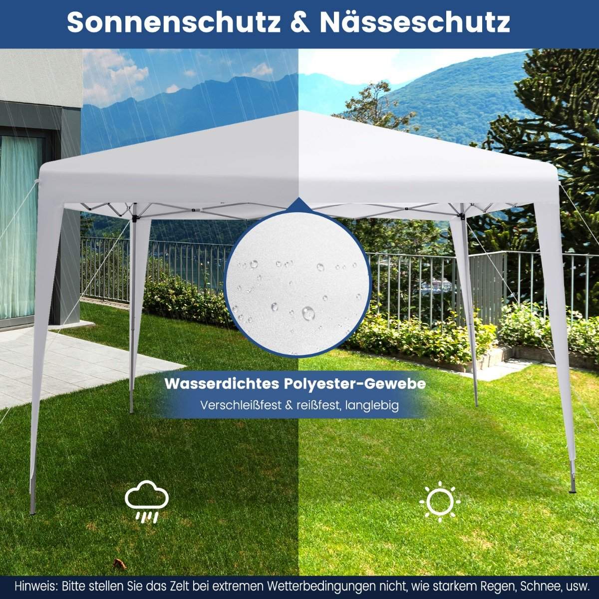 3 x 3 m Pop-Up Gazebo Outdoor Beach Tent White