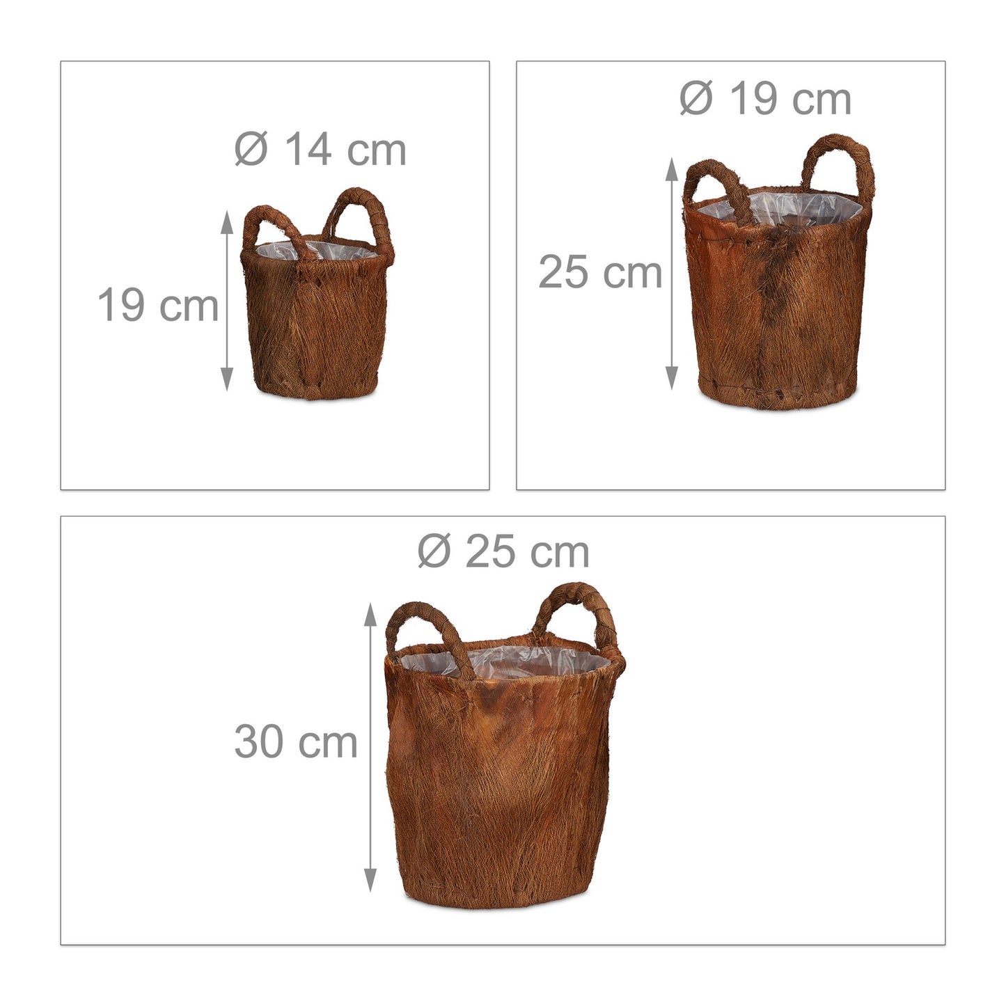 3x Flower Pots made of Coconut Leaves