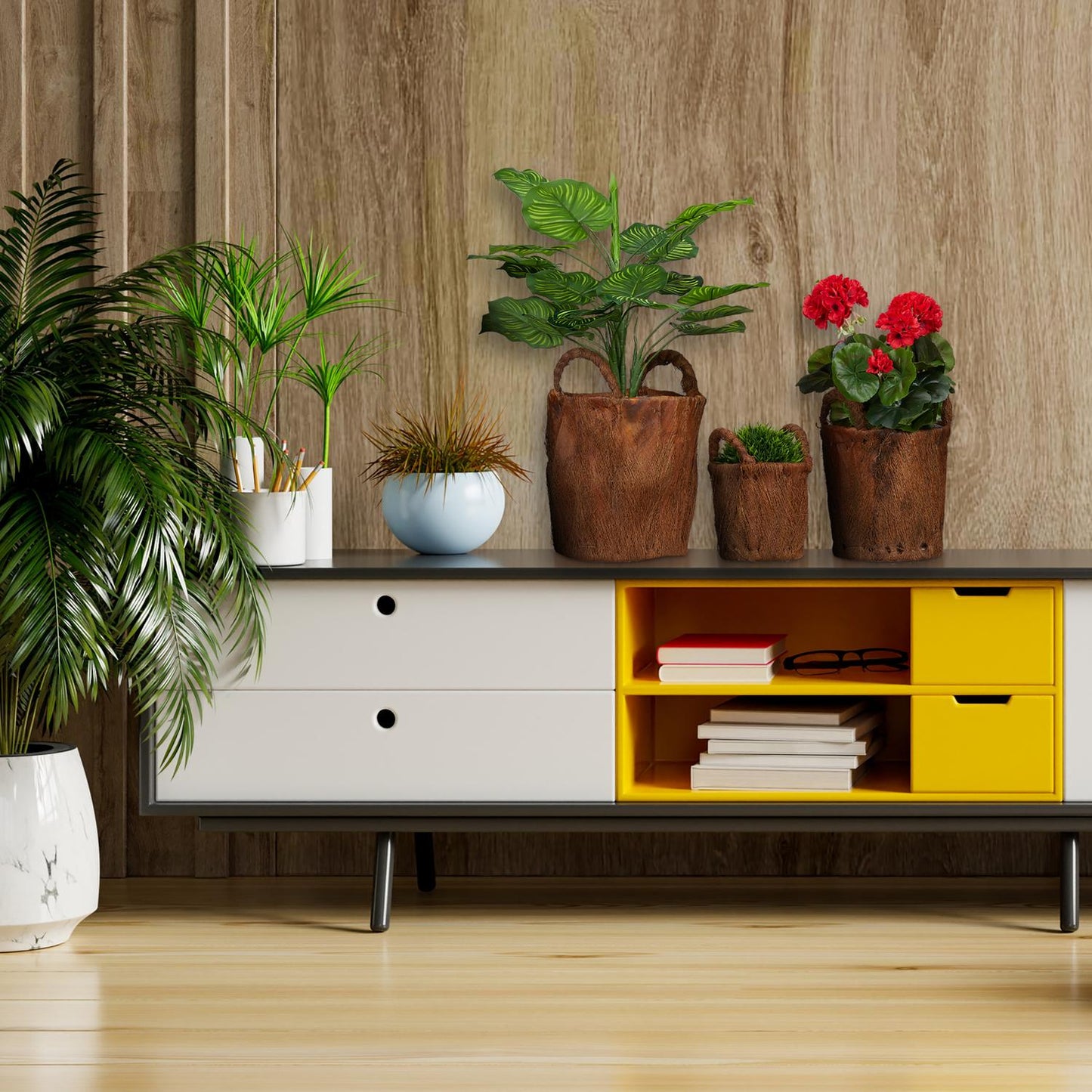 3x Flower Pots made of Coconut Leaves