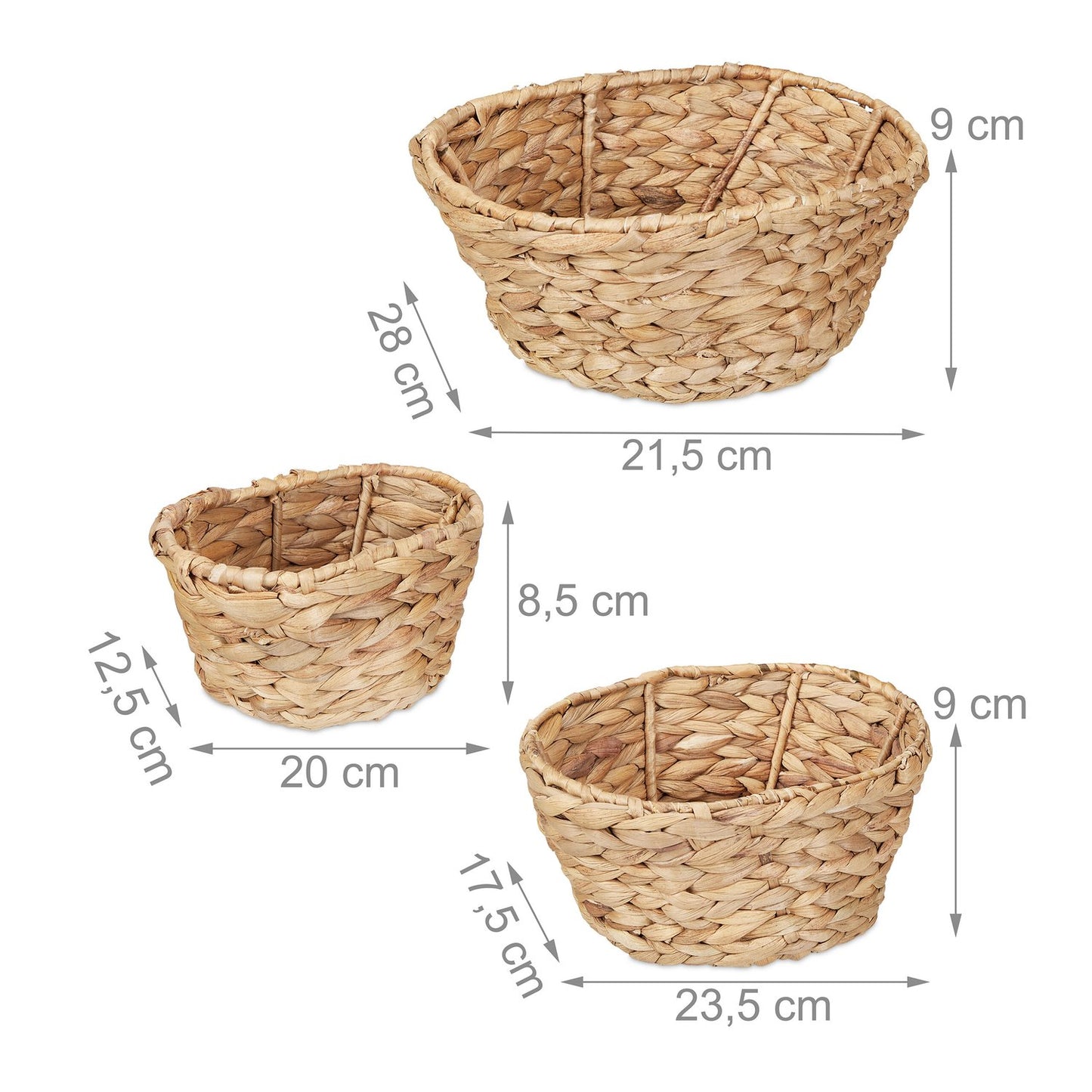 3x storage baskets for water hyacinth
